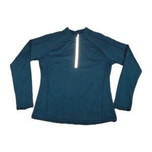 HIND Women's Running 1/4 Zip Mock Turtleneck Teal Green Pullover Jacket Sz XL